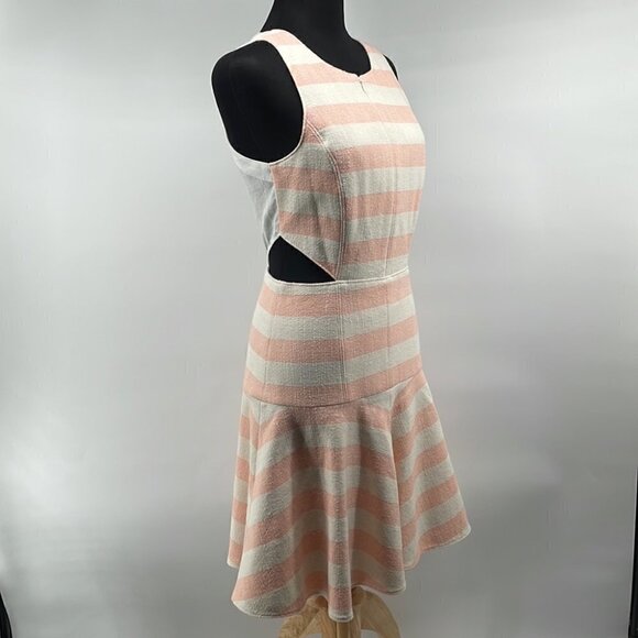 Tibi Revolve Blanket Stripe Dress In Pale Blush Linen Blend Preppy Barbie Sz 4 - Picture 10 of 15